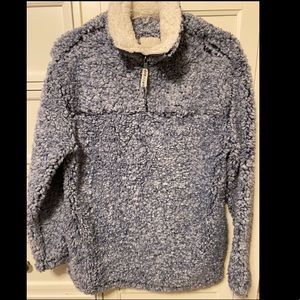 Blue Sherpa fuzzy pullover